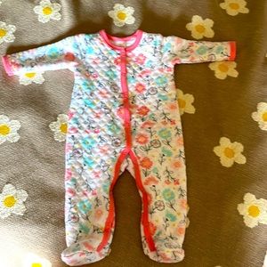 Little Beginings 3-6 mo footie in flower with pink outline